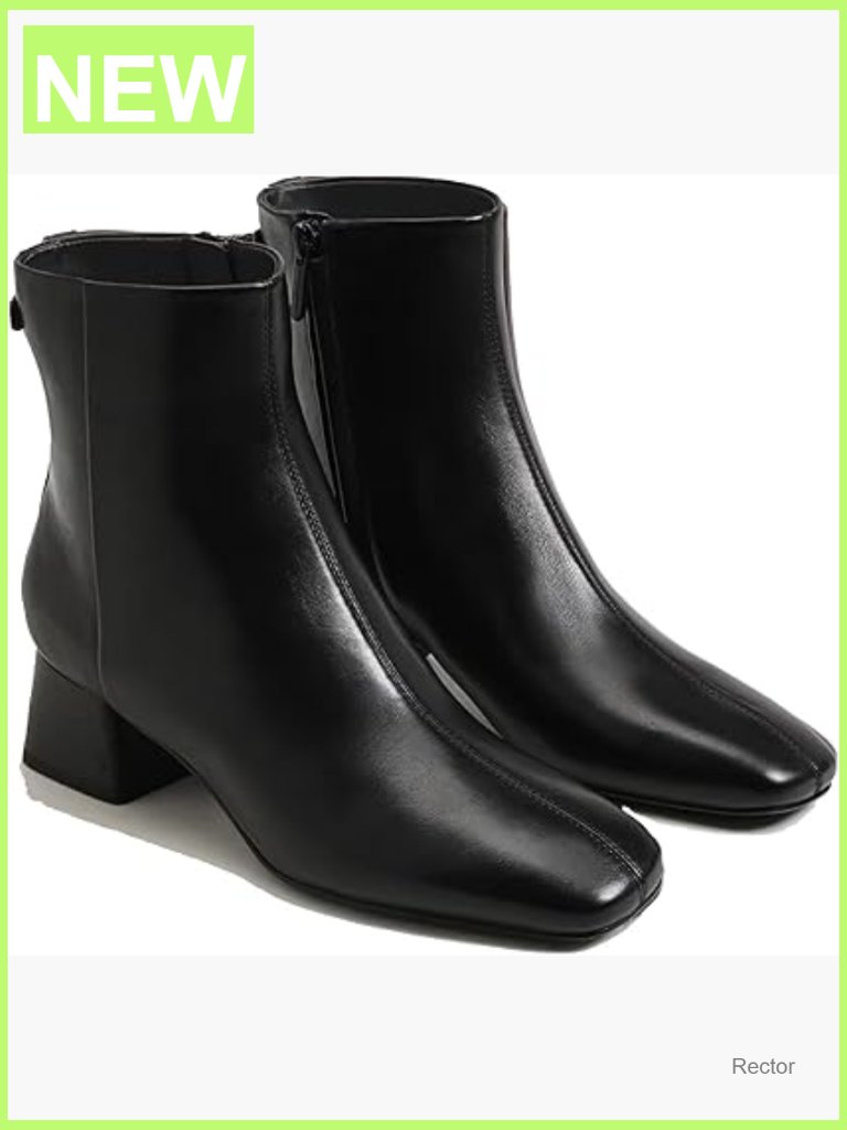 Square Toe Low Chunky Block Heel Booties With Side Zipper